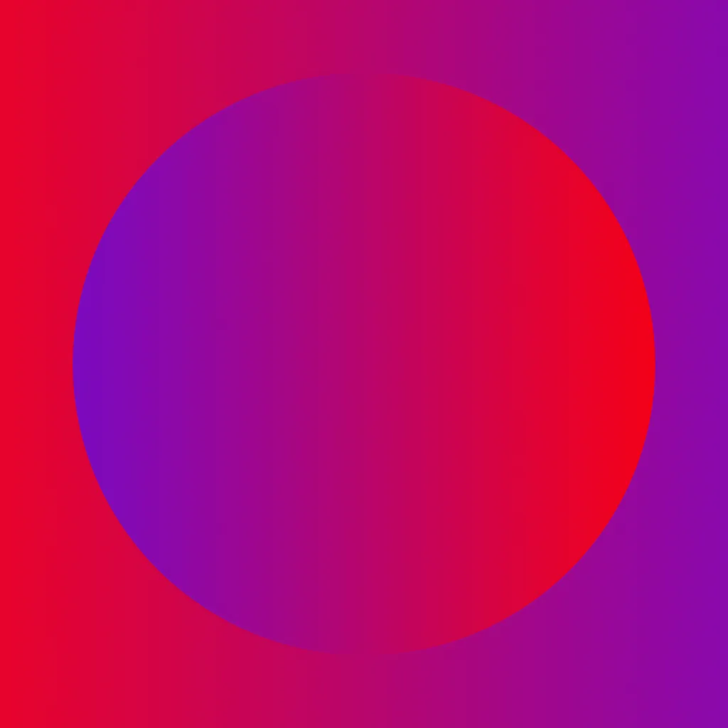 A half red and half purple circle on alternating background colors.