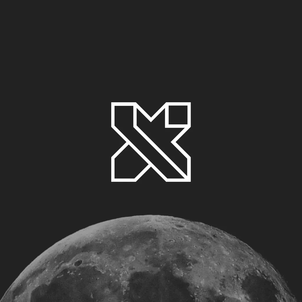 X and a black and white picture of the moon.